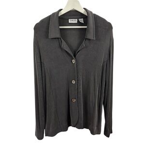 Chico’s Travelers Women’s Grey Button Down Cardigan Size 2 L